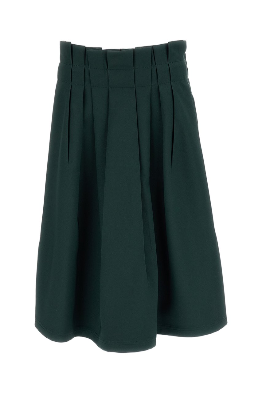 Marni Green Pleated Fabric Midi Skirt Groen