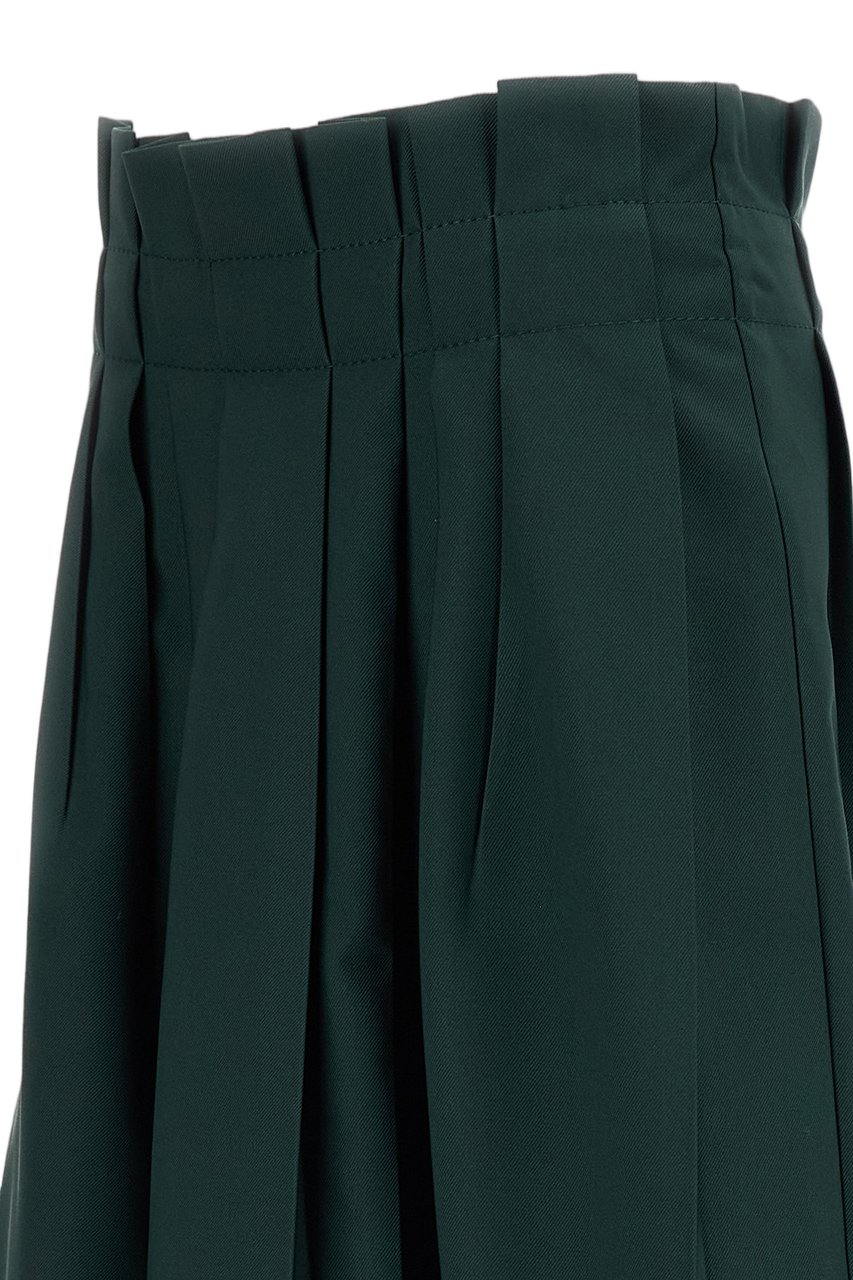 Marni Green Pleated Fabric Midi Skirt Groen