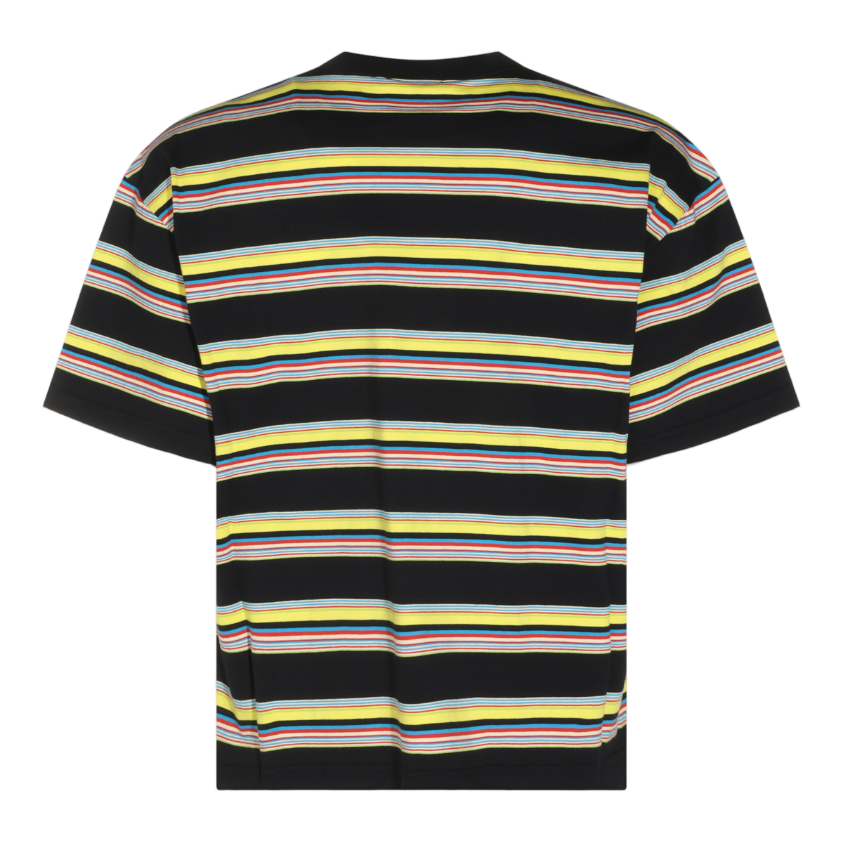 Marni Striped Short-Sleeve T-Shirt with Crew Neckline Zwart