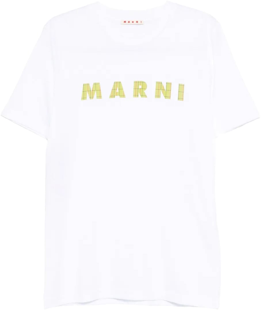 Marni Logo T-shirt White/yellow Wit