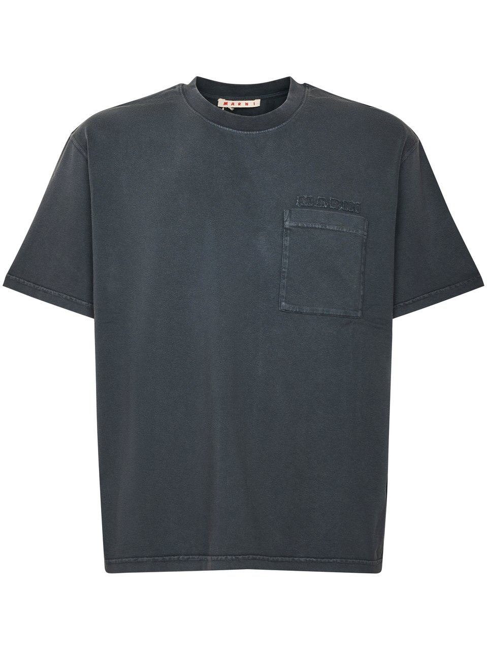 Marni Boxy-Fit Black Cotton T-Shirt with Subtle Embroidery Zwart