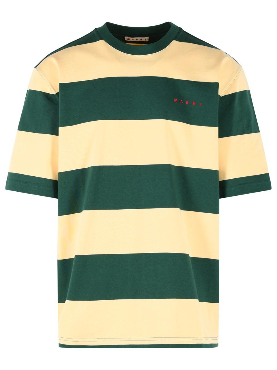 Marni Yellow And Green Cotton T-Shirt Groen