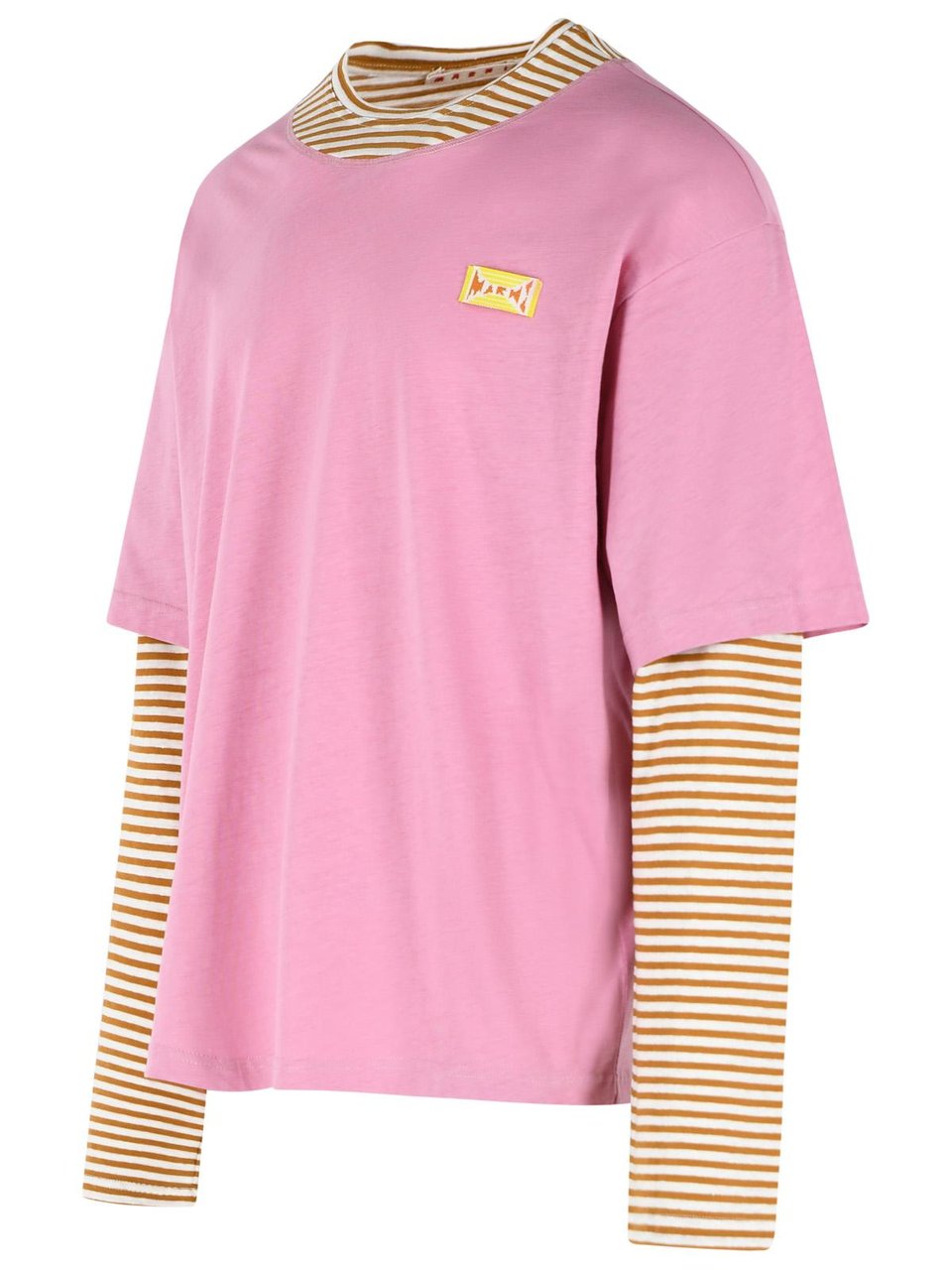 Marni Pink Linen And Cotton Double Layer T-Shirt Roze