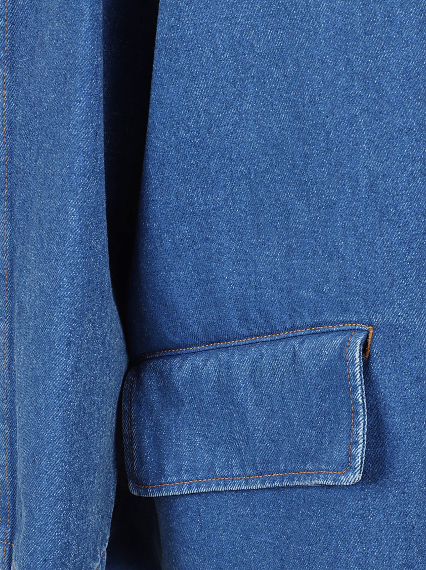 Marni Oversized Denim Jacket With Structured Collar Blauw