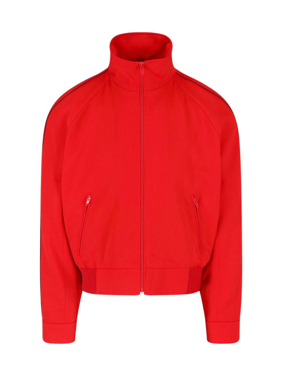 Marni Red Zip-Up High Neck Wool Jacket Rood