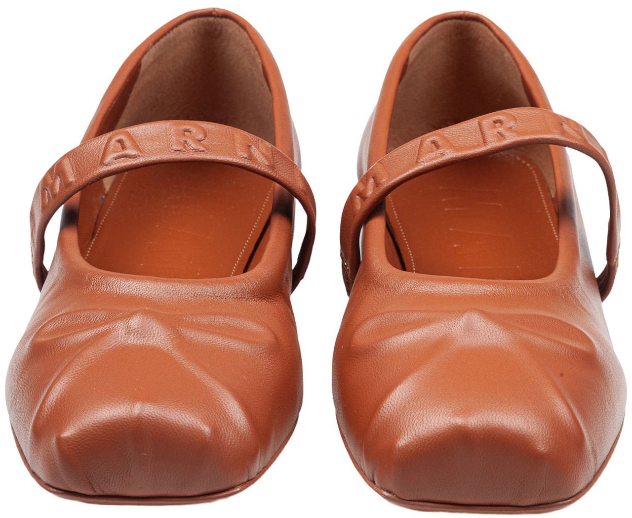 Marni Marni mary jane shoes in leather with embossed bow Bruin