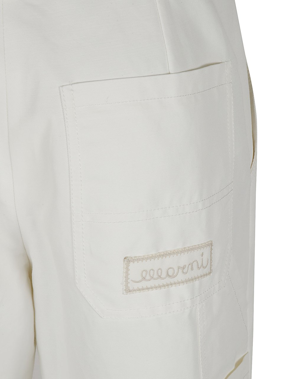 Marni Tailored White Trousers with Design Wit