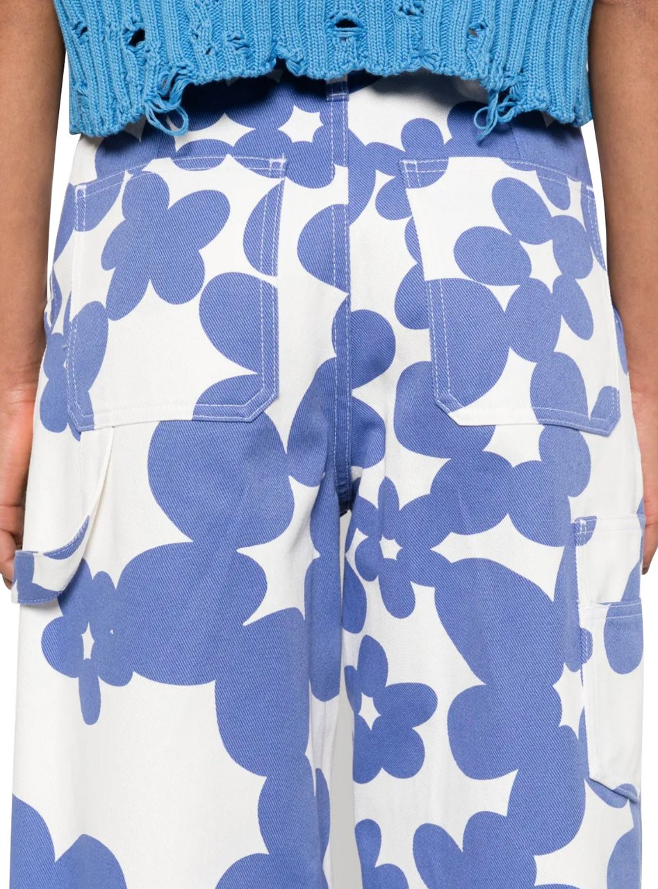 Marni Floral Printed Denim Lavender/white Wit