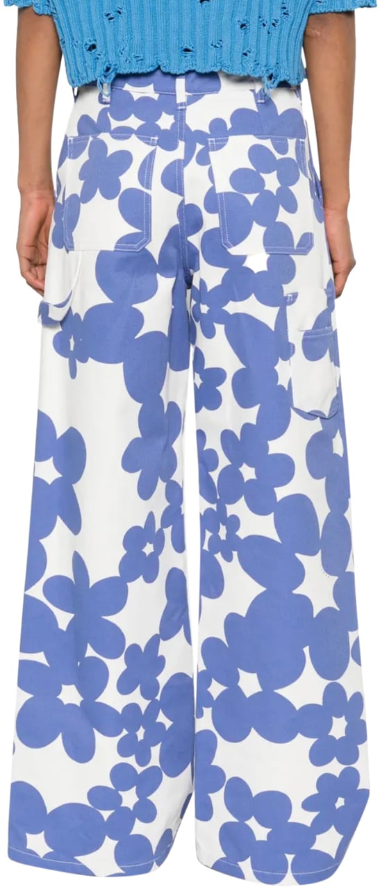 Marni Floral Printed Denim Lavender/white Wit