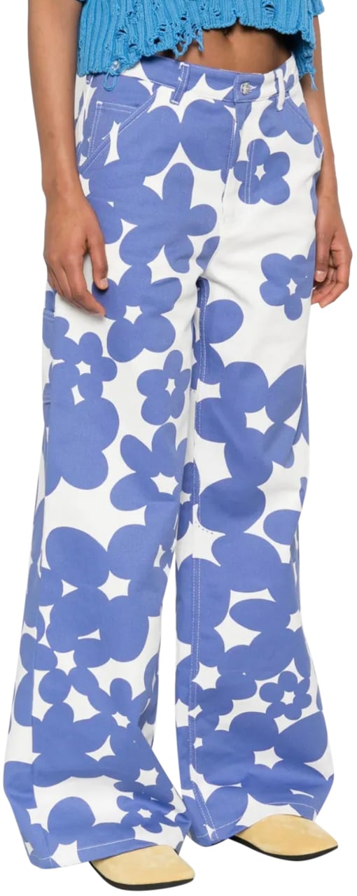 Marni Floral Printed Denim Lavender/white Wit
