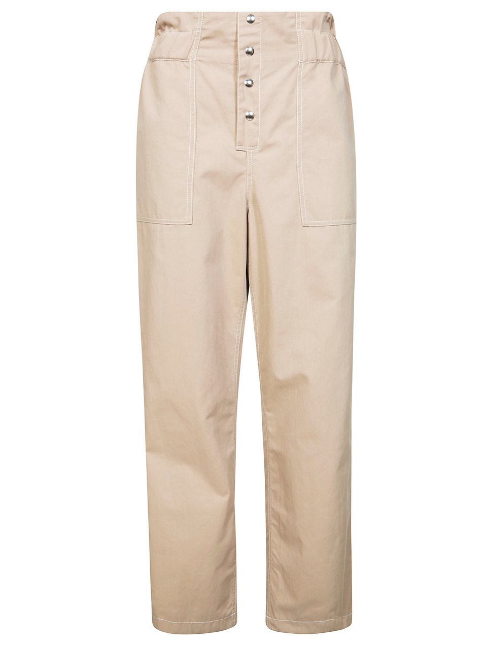 Marni High Waist Front Closure Cropped Pants Neutraal