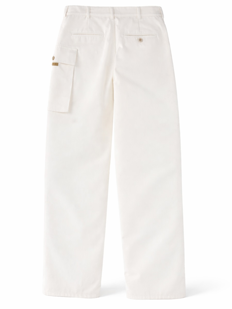 Marni Neutrals Regular Fit Straight Leg Cotton Cargo Pants Wit