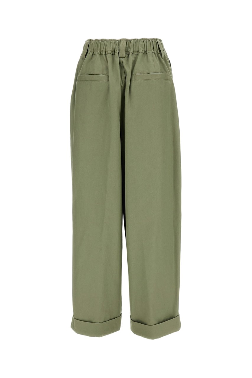 Marni Green Balloon Canvas Cotton-Blend Wide-Leg Pants Groen