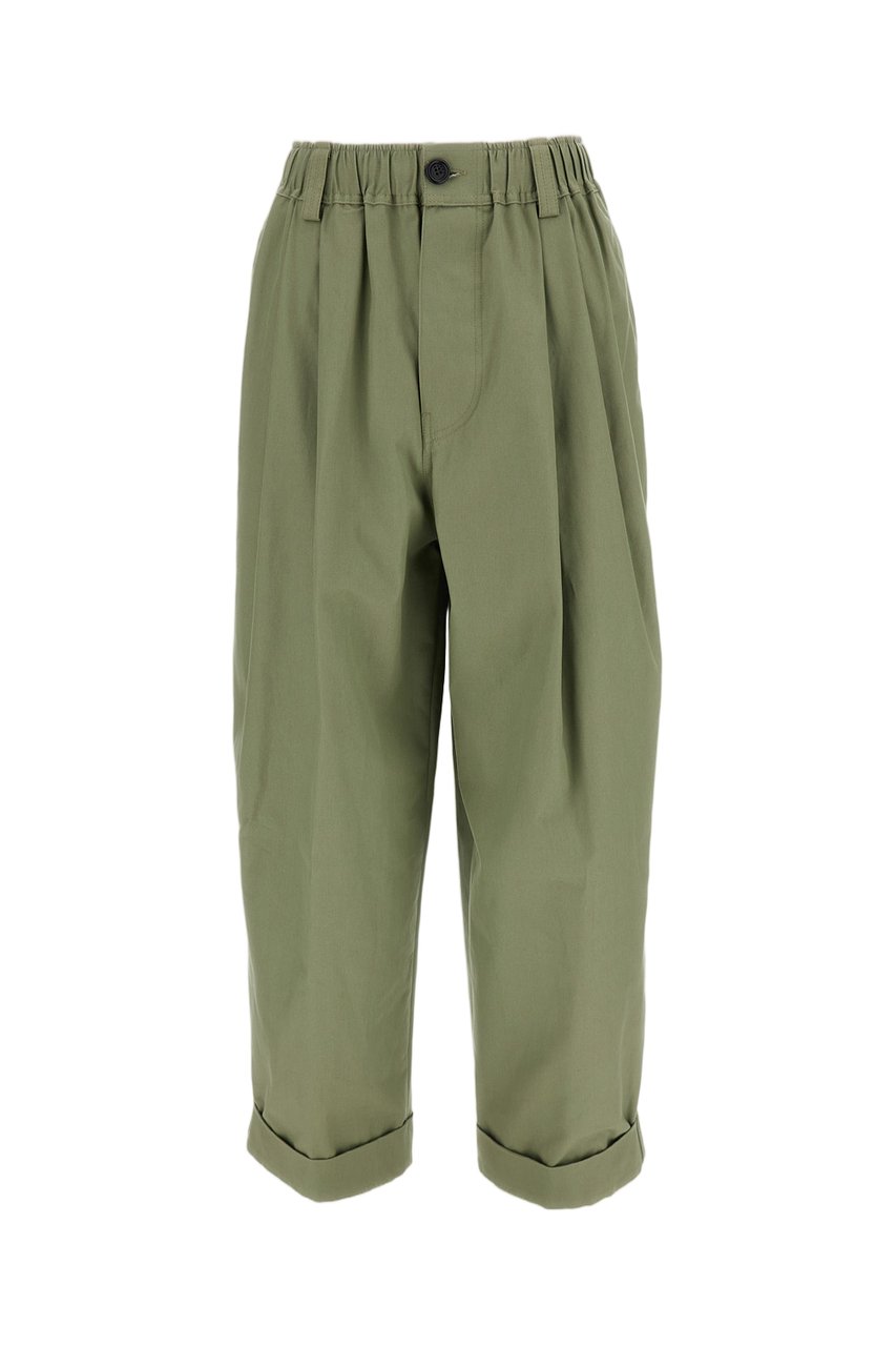 Marni Green Balloon Canvas Cotton-Blend Wide-Leg Pants Groen