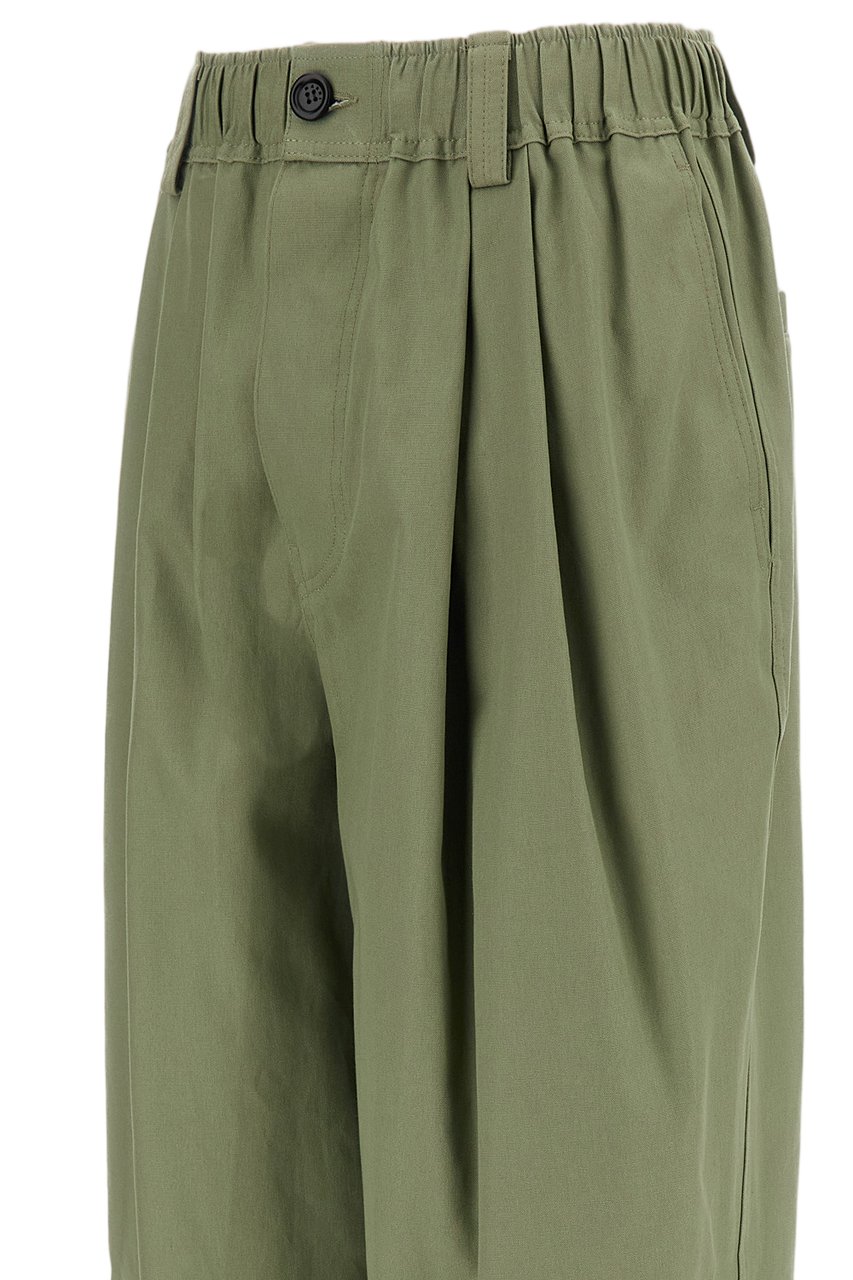 Marni Green Balloon Canvas Cotton-Blend Wide-Leg Pants Groen