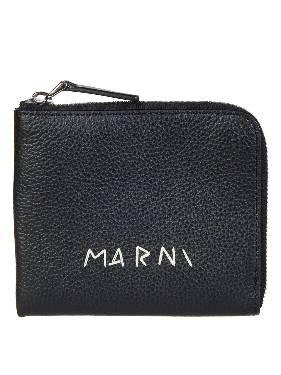 Marni Pebbled Textured Compact Zip Around Wallet Zwart
