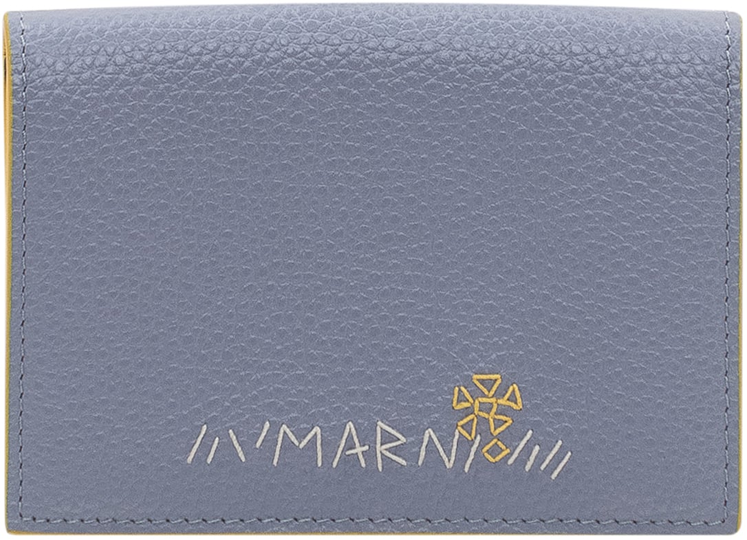 Marni Portafoglio Trifold con Patta e Logo Inciso Blauw
