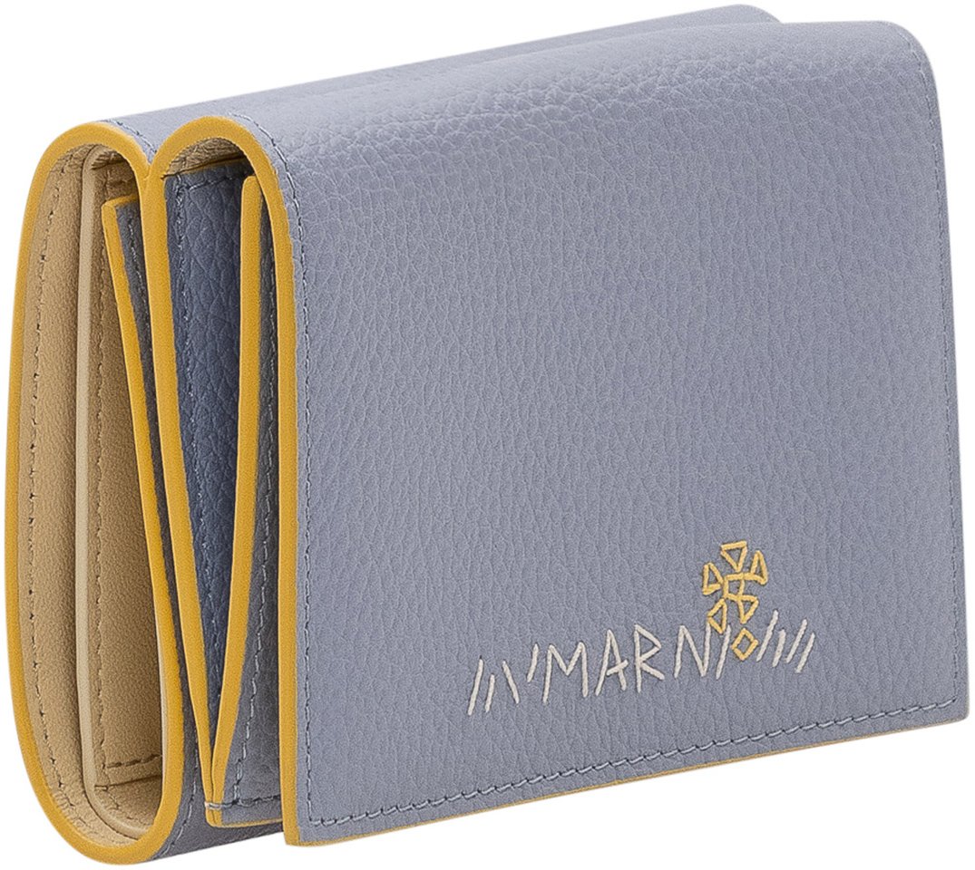 Marni Portafoglio Trifold con Patta e Logo Inciso Blauw