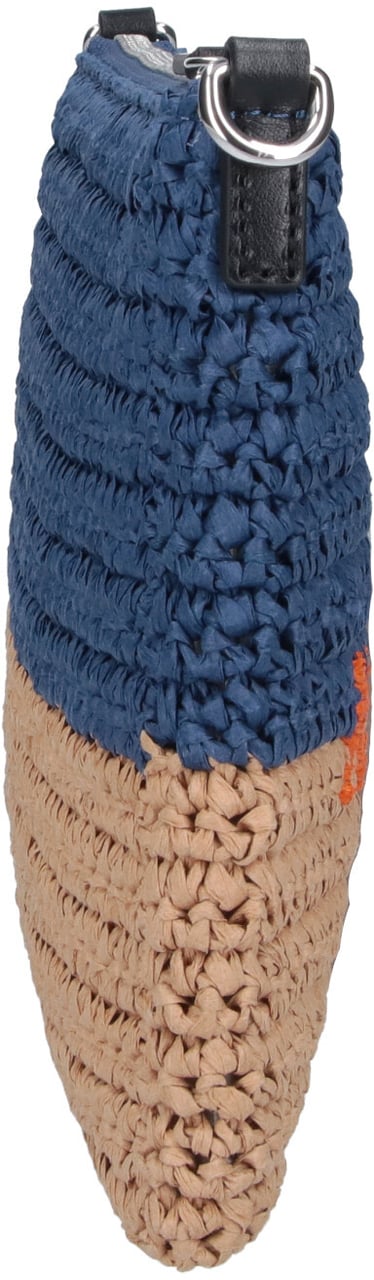 Marni Blue Seaside Two-Tone Raffia Pouch Blauw