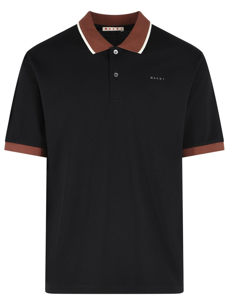 Marni Black Cotton Polo Shirt Zwart