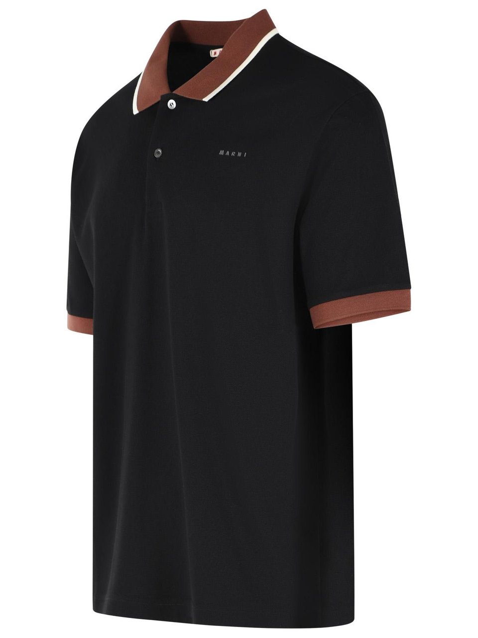Marni Black Cotton Polo Shirt Zwart