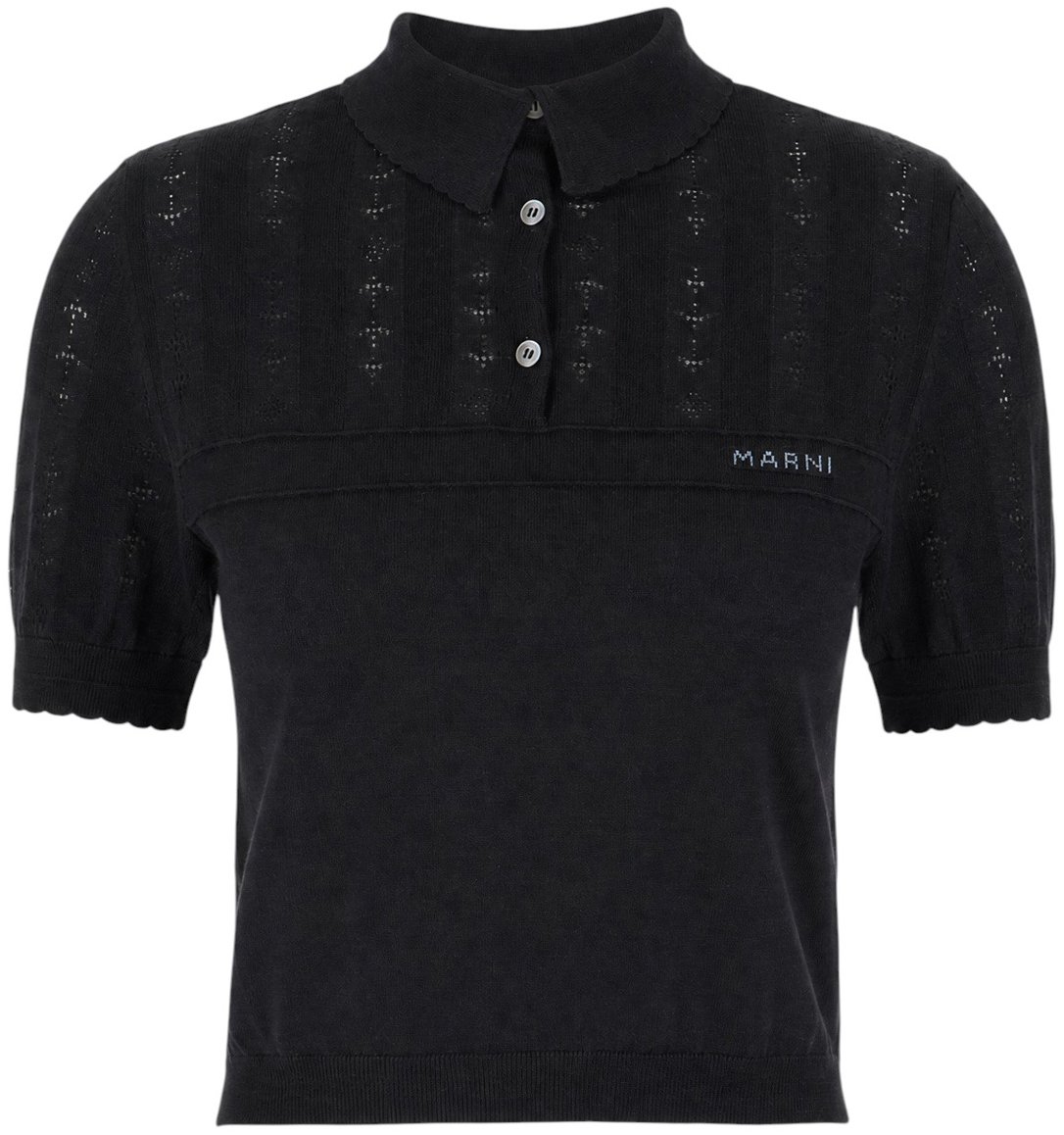 Marni Black wool blend polo shirt Zwart