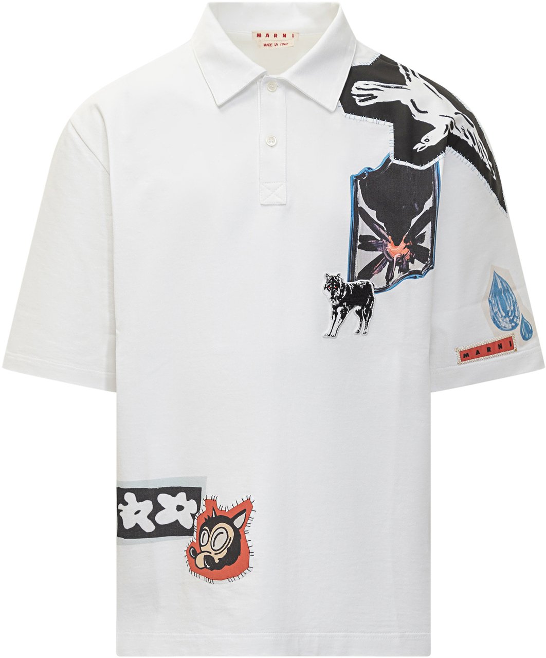 Marni Polo con Patch Grafiche Marni Wit