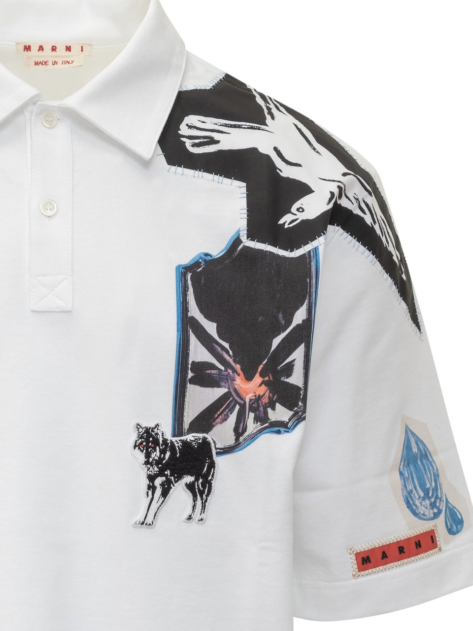 Marni Polo con Patch Grafiche Marni Wit