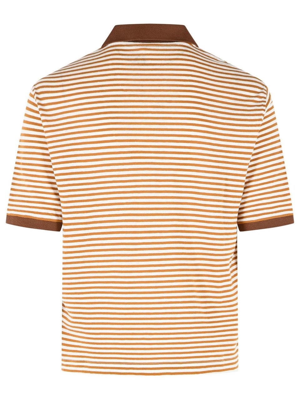 Marni Two-Tone Linen Blend Polo Shirt Bruin