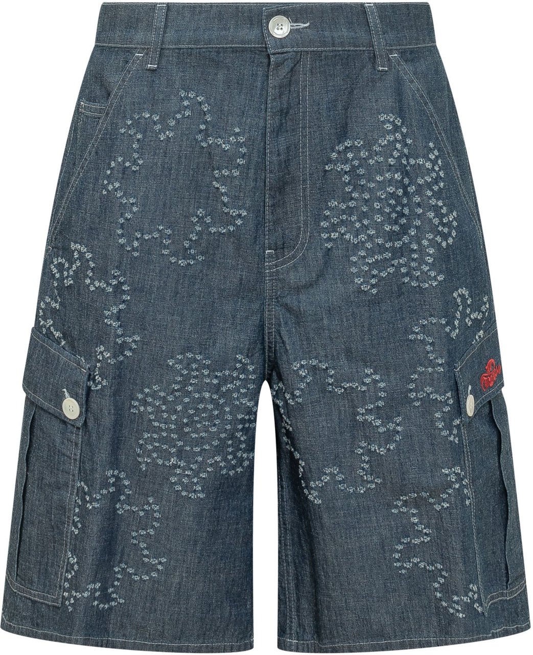 Marni Bermuda con Tasche Cargo e Motivo Grafico Allover Blauw