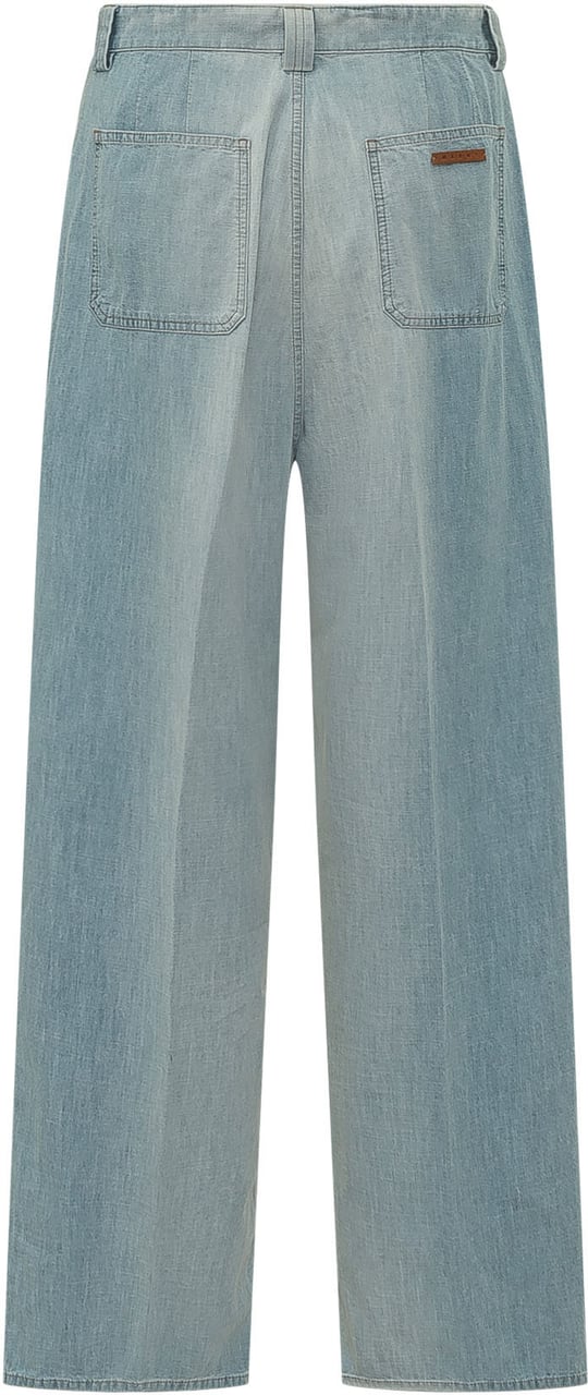 Marni Pantaloni Dritti con Cintura Annodata Lichtblauw