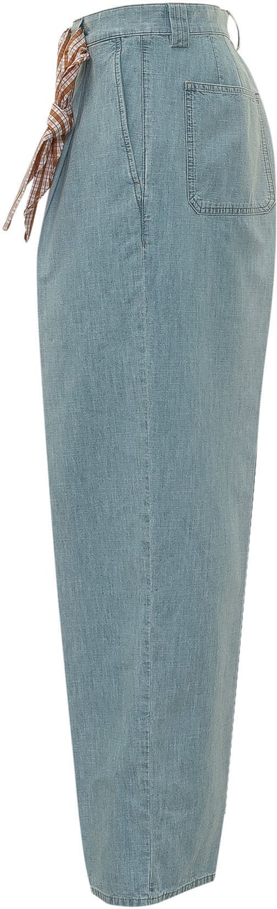 Marni Pantaloni Dritti con Cintura Annodata Lichtblauw