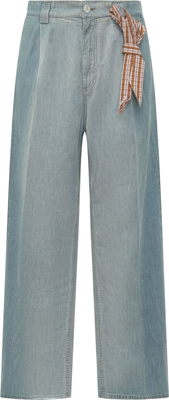 Marni Pantaloni Dritti con Cintura Annodata Lichtblauw