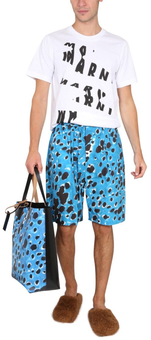 Marni Bermuda Shorts With Pop Dots Print Blauw