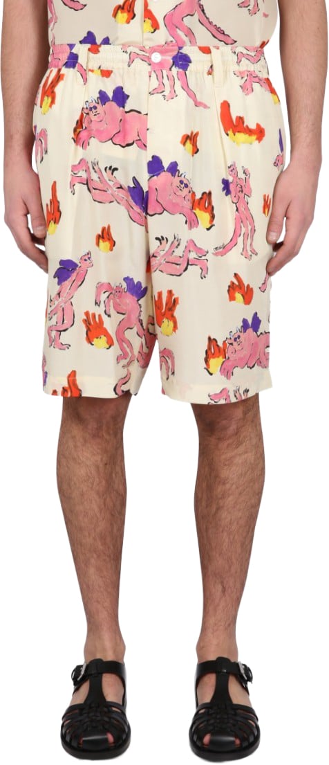 Marni Playful Print Bermuda Shorts Neutraal