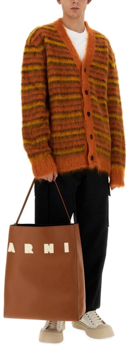 Marni Relaxed Fit Black Wool Pants With Cargo Pockets Zwart