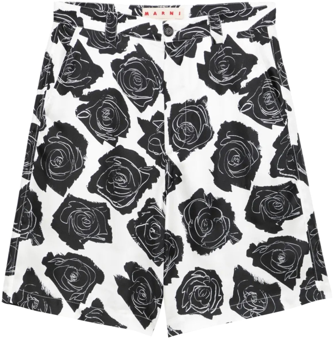 Marni Floral Shorts Black/white Wit