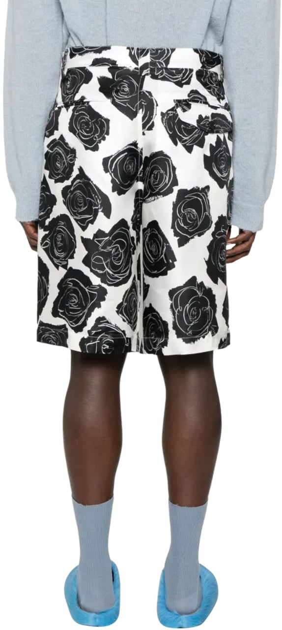 Marni Floral Shorts Black/white Wit