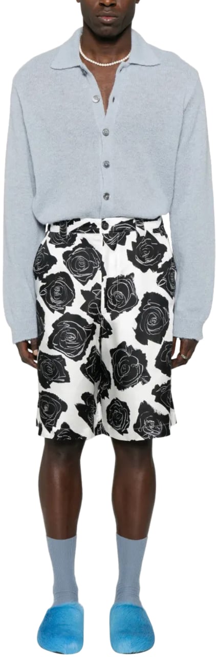 Marni Floral Shorts Black/white Wit