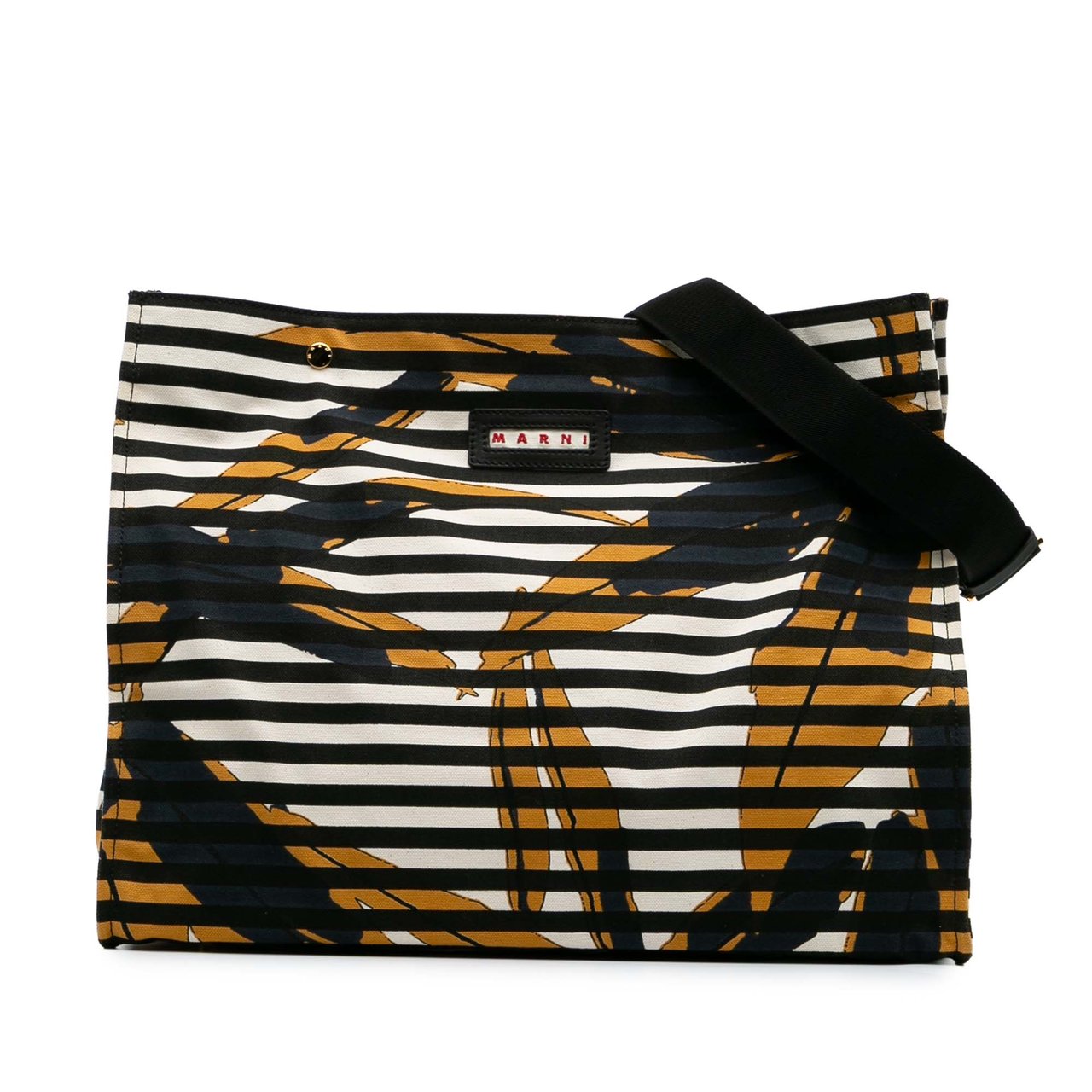 Marni Printed Canvas Striped Floral Crossbody Wit