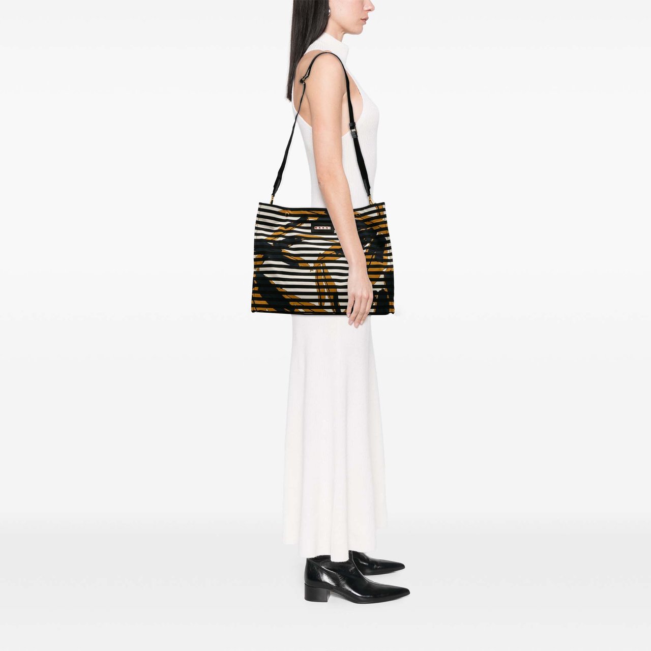 Marni Printed Canvas Striped Floral Crossbody Wit