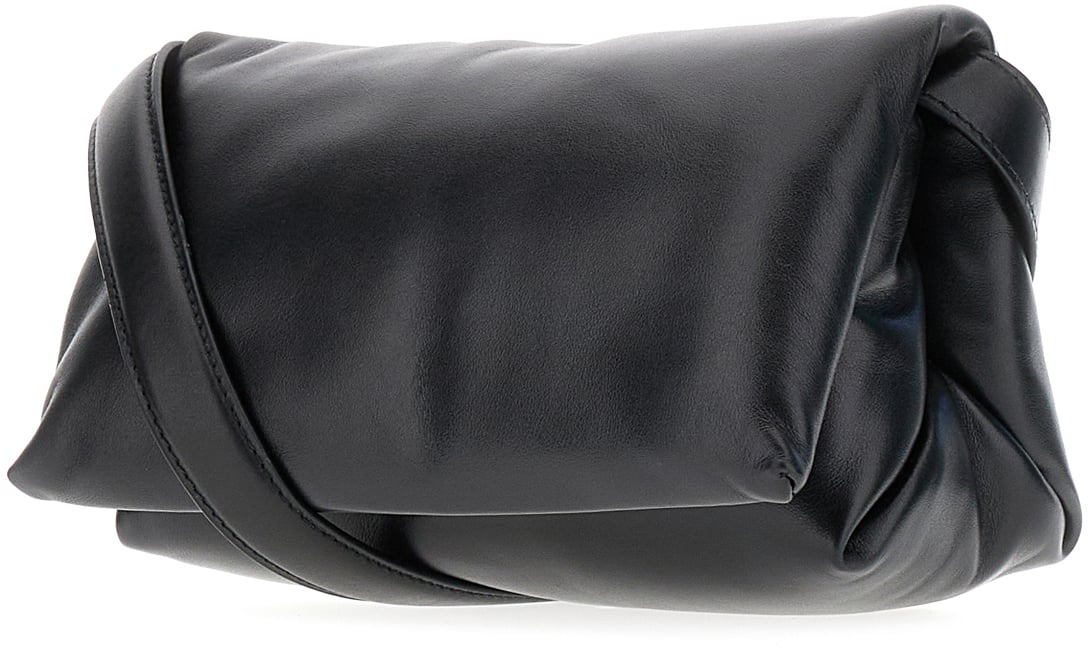 Marni Marni Black leather Prisma crossbody bag Zwart