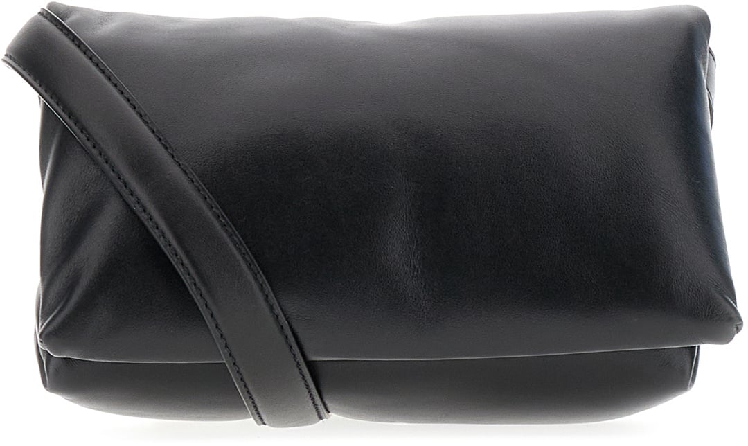 Marni Marni Black leather Prisma crossbody bag Zwart
