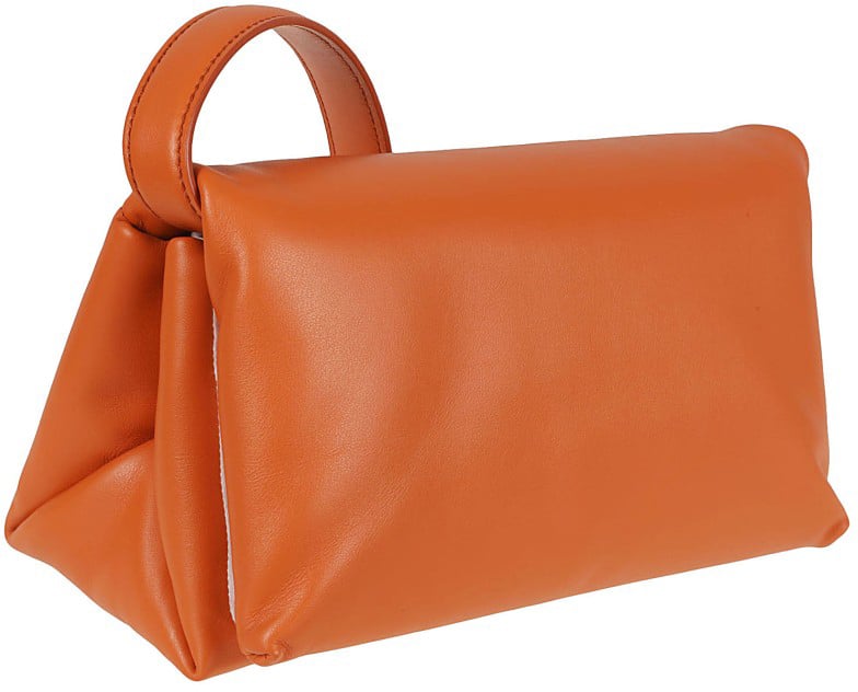 Marni Fold-Over Calf Leather Bag With Detachable Strap Oranje