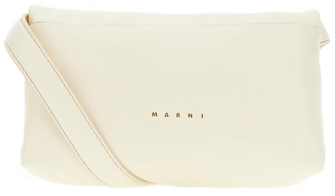 Marni Marni Ivory leather Prisma crossbody bag Neutraal