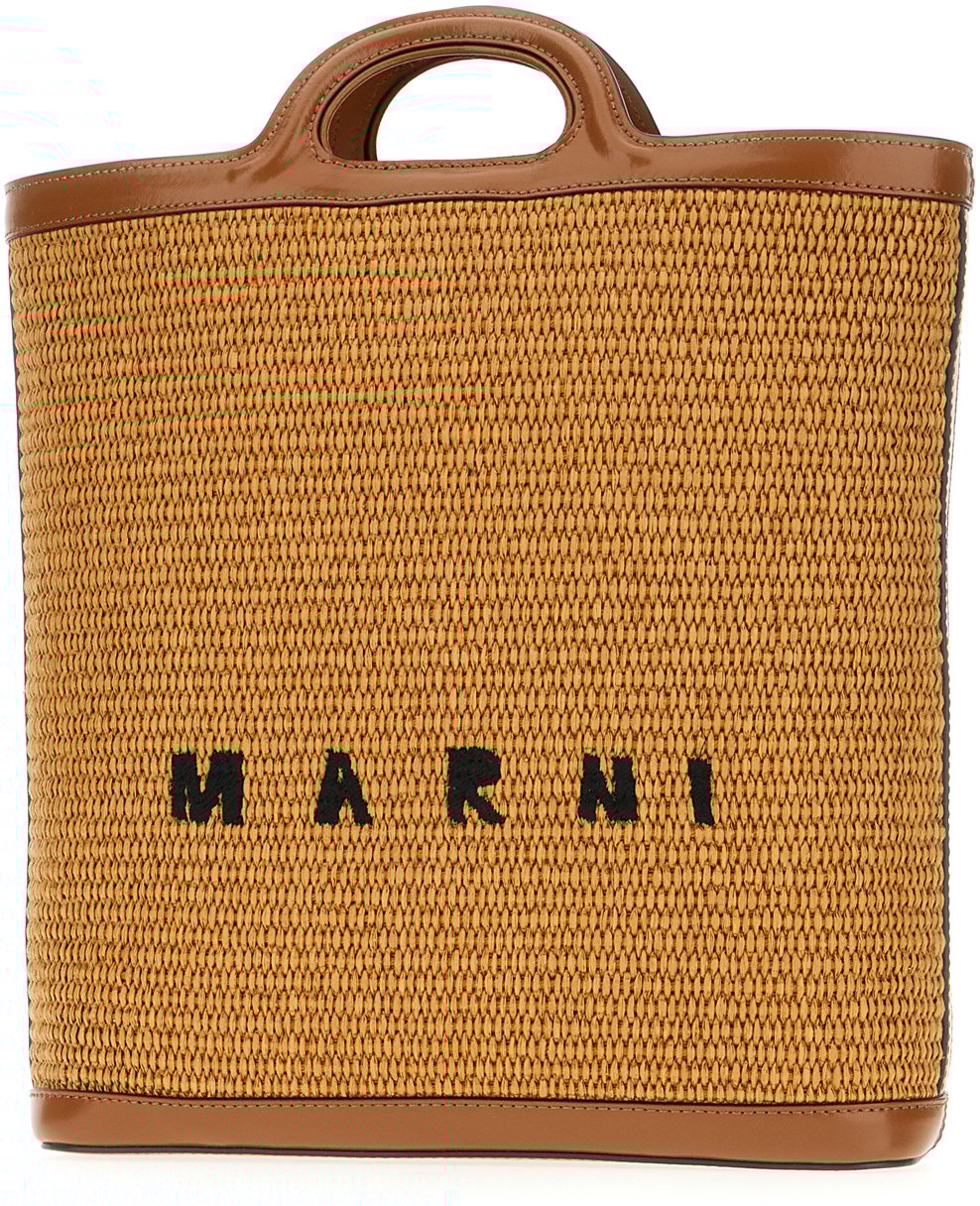 Marni Marni Two-tone raffia and leather Tropicalia shopping bag Divers
