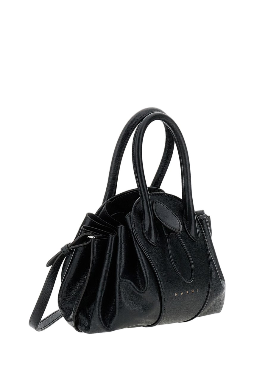 Marni Black Tulipea Small Leather Bag Zwart