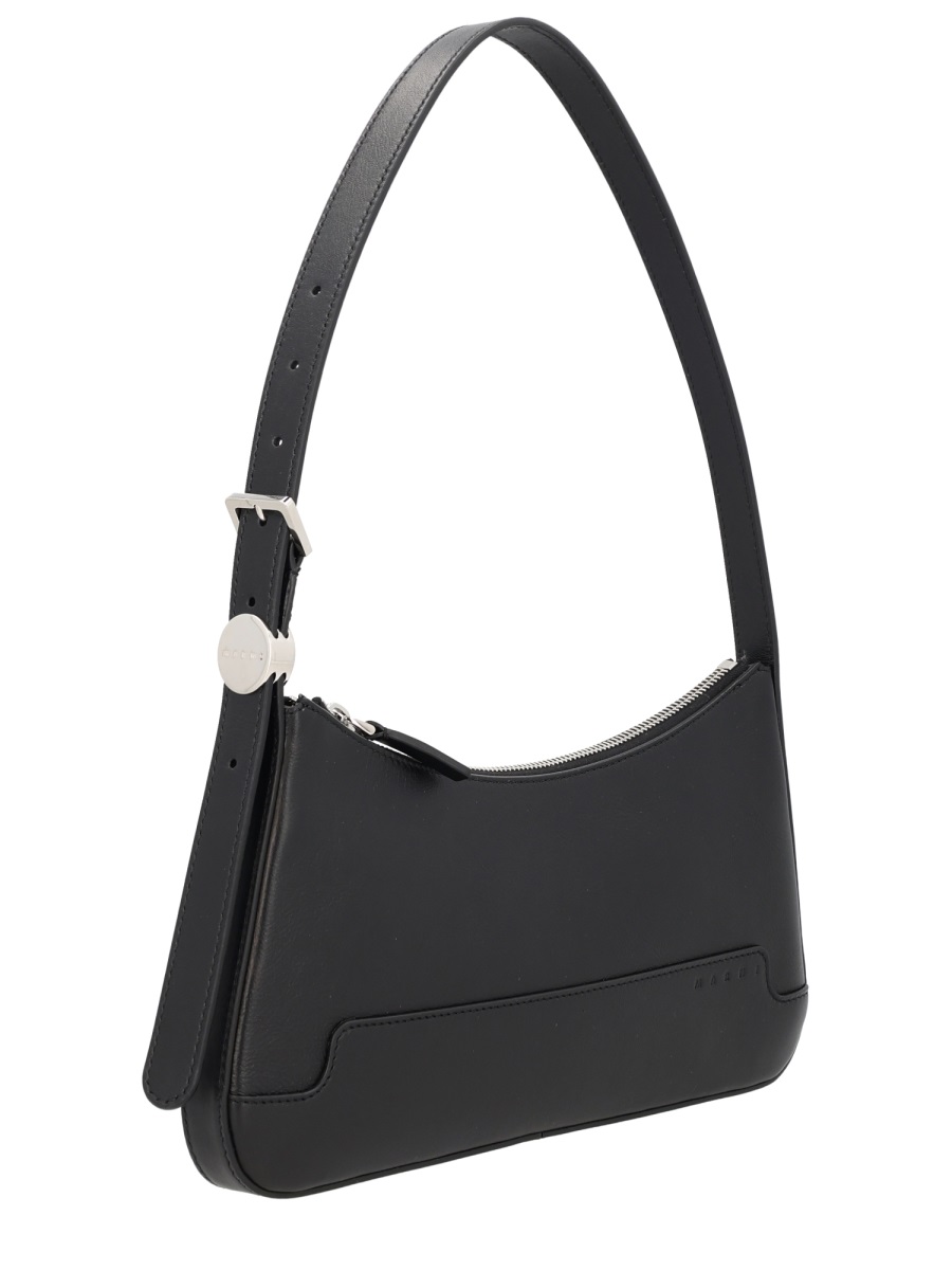 Marni Rectangular Black Calf Leather Shoulder Bag Zwart