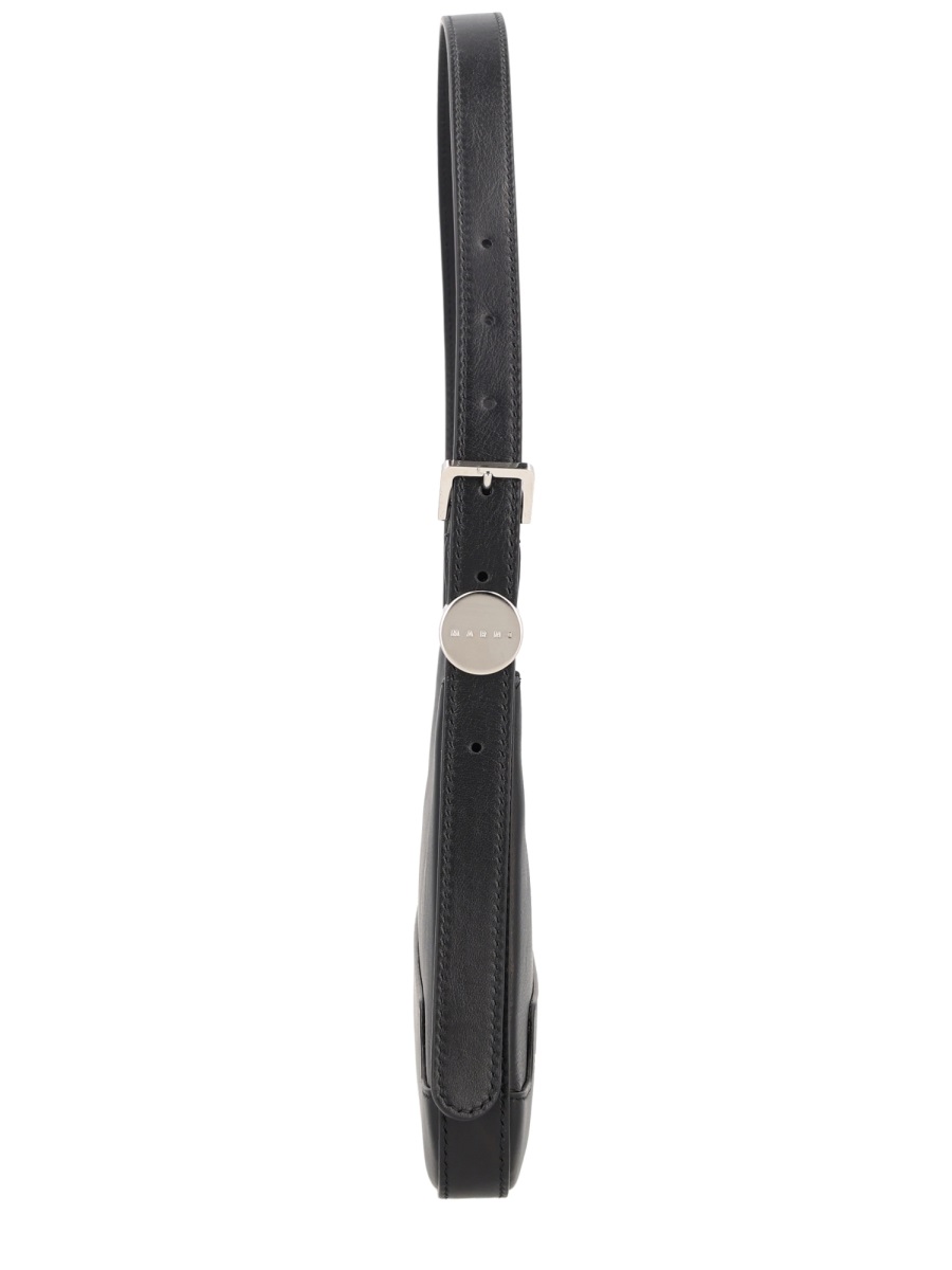 Marni Rectangular Black Calf Leather Shoulder Bag Zwart