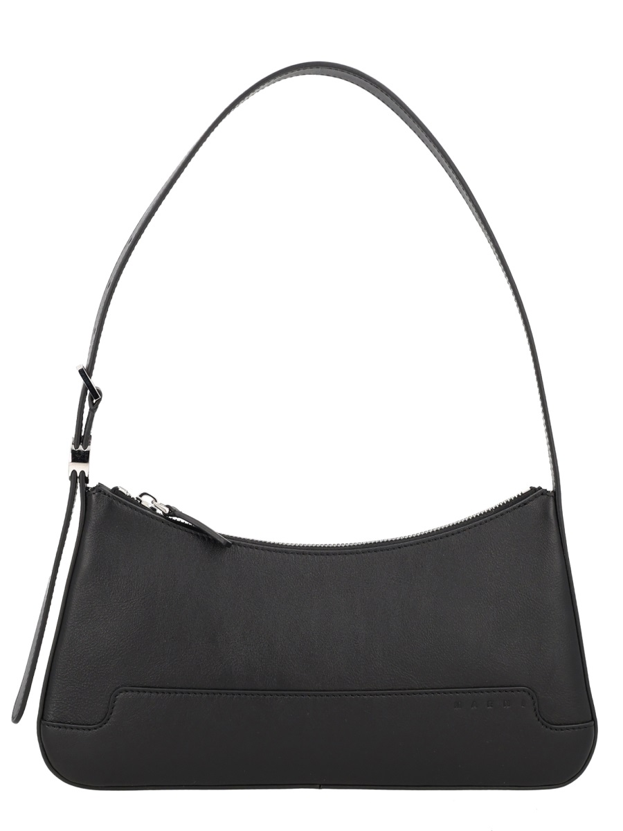 Marni Rectangular Black Calf Leather Shoulder Bag Zwart